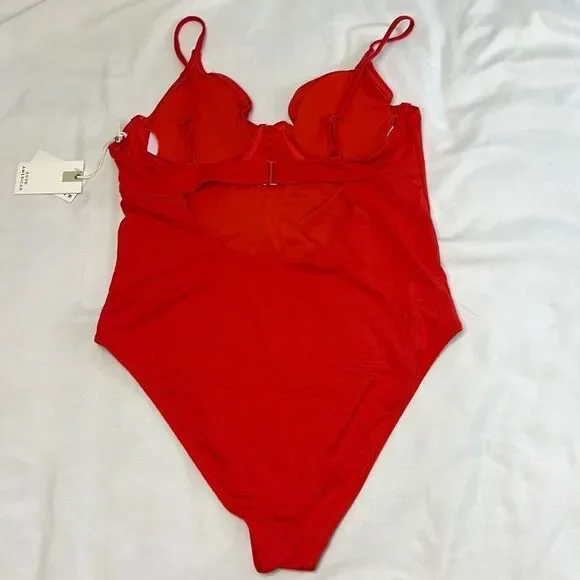 Good American Bright Poppy Red Show Off One Piece Swimsuit Size 4 (XL) - Picture 4 of 11